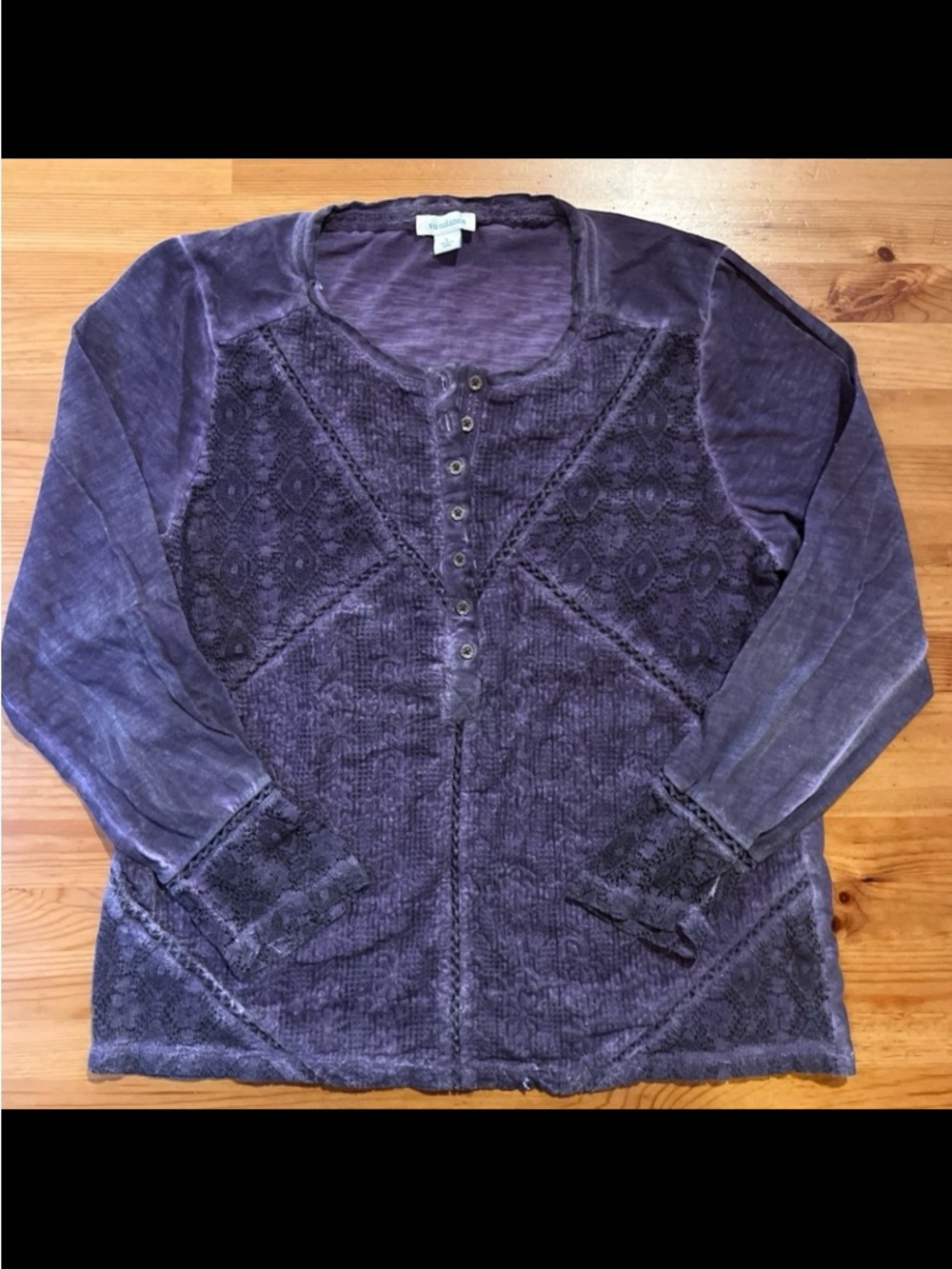 Sundance Purple Henley top Size Large